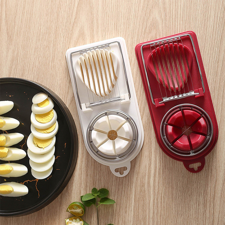 Kitchen Tools Stainless Steel 2 in 1 Multi Function Fruits Boiled Egg Cutter Egg Slicer Cutter