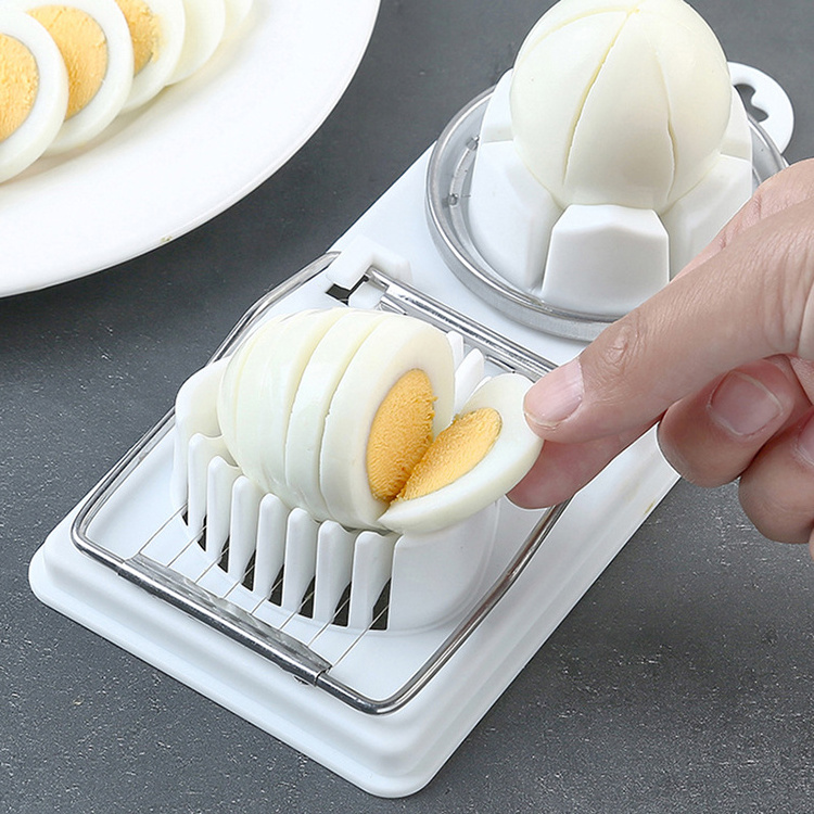 Kitchen Tools Stainless Steel 2 in 1 Multi Function Fruits Boiled Egg Cutter Egg Slicer Cutter