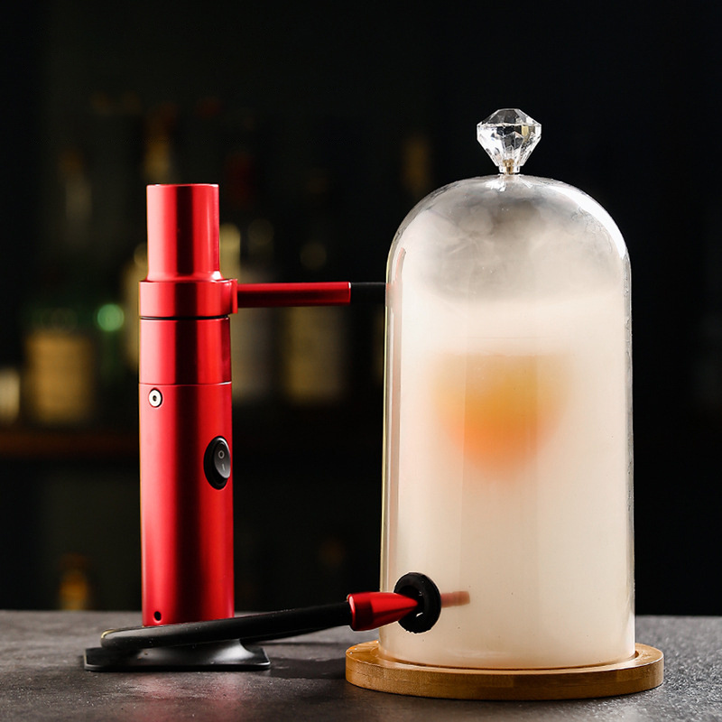 Wholesale Candle Jars Cocktail Infuser Smoking Gun Glass Cloche Dome With Wooden Base