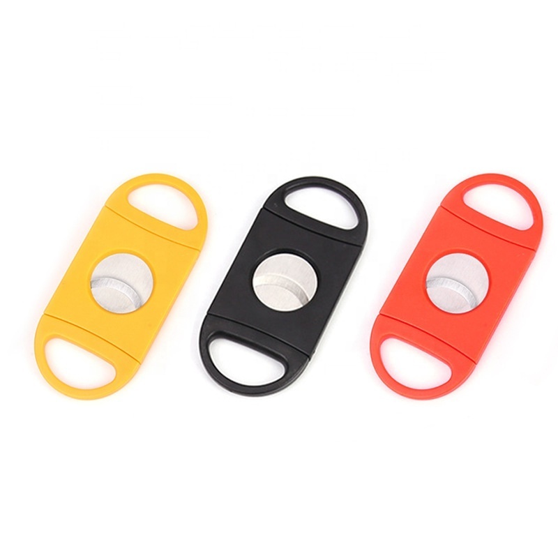 Custom Logo Black Table Top Plastic Double Blade Cigar Cutter For Cigar Scissor Utensil Accessories