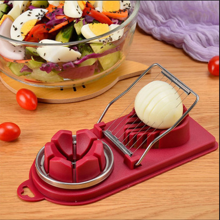 Kitchen Tools Stainless Steel 2 in 1 Multi Function Fruits Boiled Egg Cutter Egg Slicer Cutter