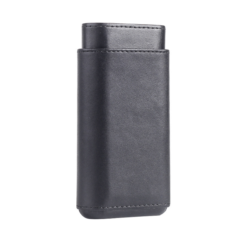 Portable Tobacco Cigar Packaging Custom Logo Travel PU Leather 3 Finger Cigar Tube Humidor Cases