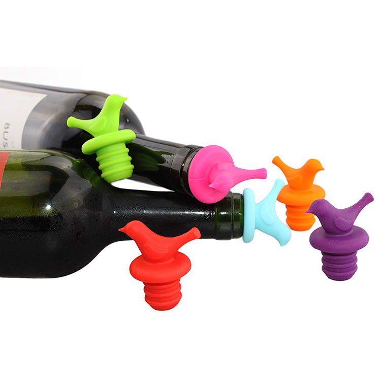 Wine Accessories Cute Fun Decorative Little Bird Shape Rubber Silicone Wine Bottle Stopper