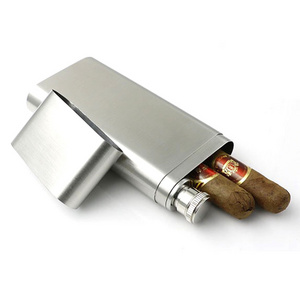 Waterproof 2oz Mini Glass Golf Metal Stainless Steel Cigar Tube Case Holder With Hip Flask