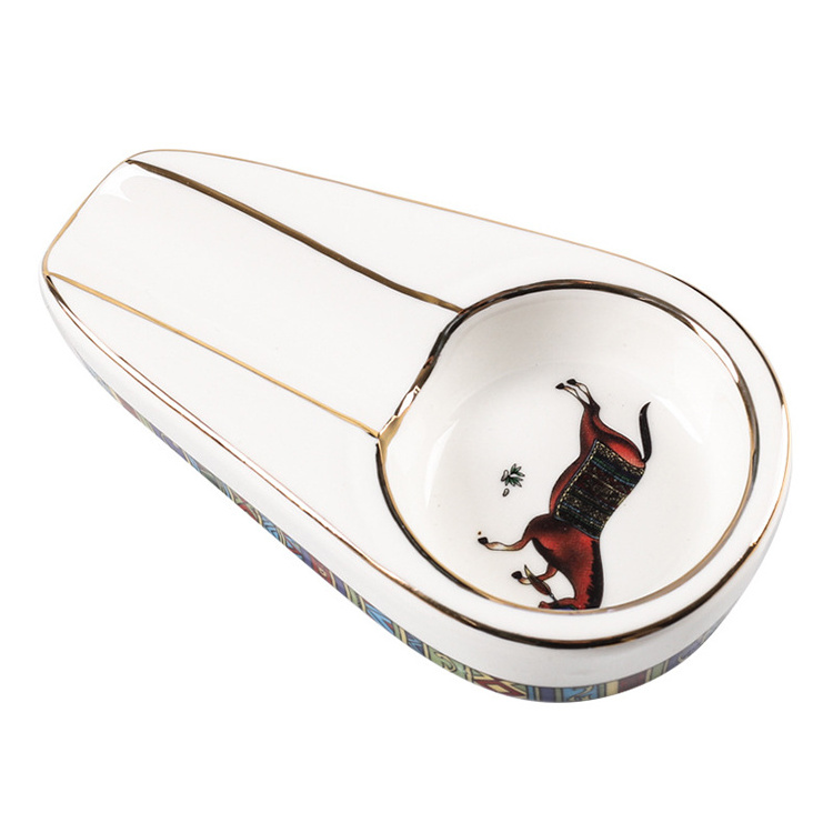 Wholesale Portable Custom Ceramic Cigarette Cigar Ash Tray Ashtray Stand With Lid