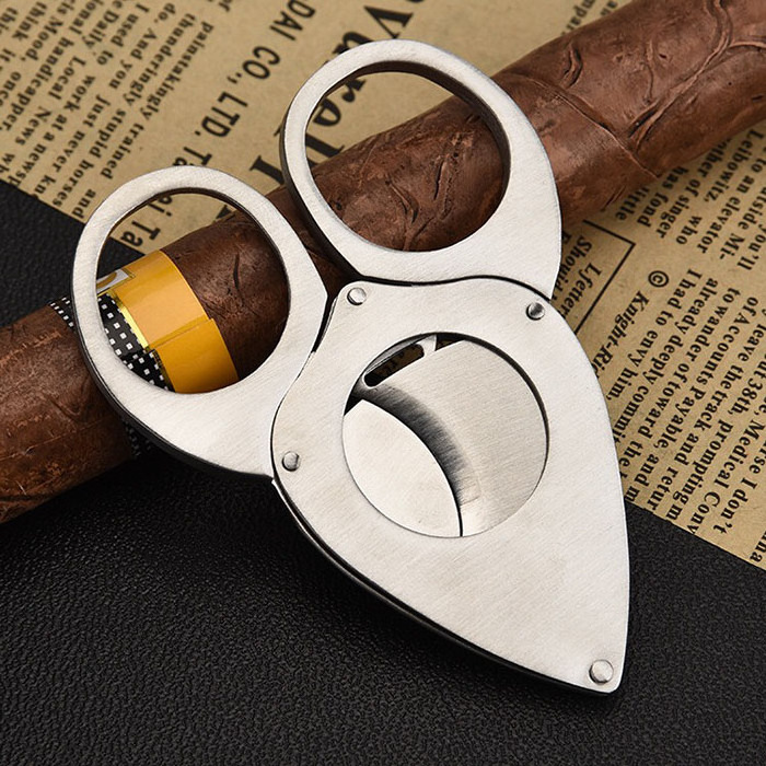 Cigar Accessories Custom Logo Stainless Steel Manual Metal Blank Scissors V Cut Cigar Cutter