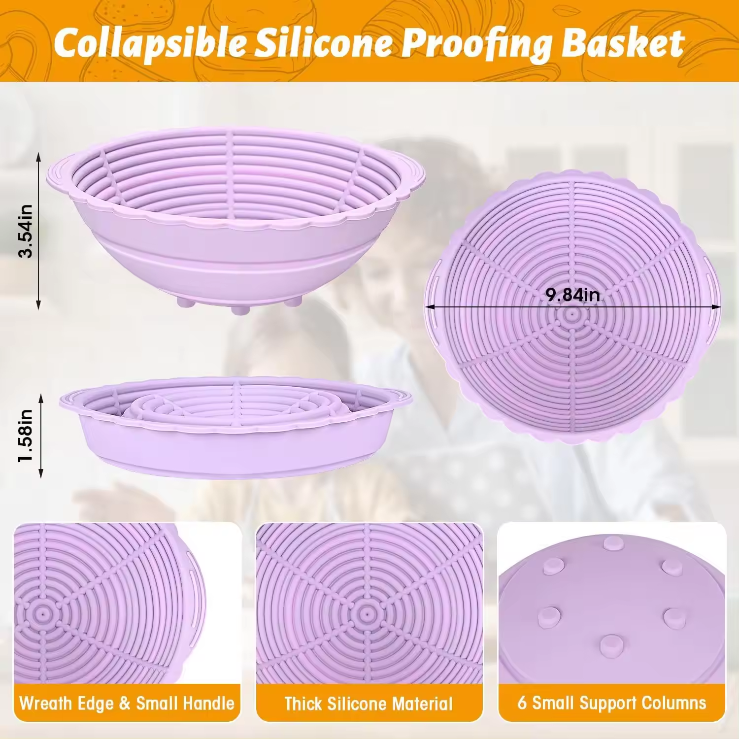 Round Silicone Lined Wicker Rattan Sourdough Bread Proofing Basket Set Of 12