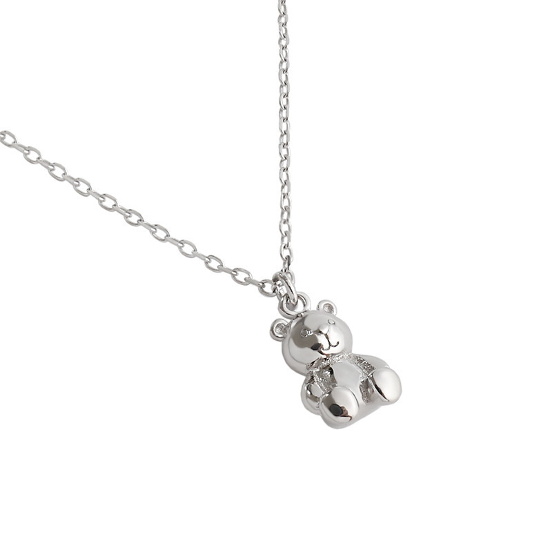 925 Sterling Silver Jewelry Cute Cartoon 18K Gold Plating Teddy Bear Necklace