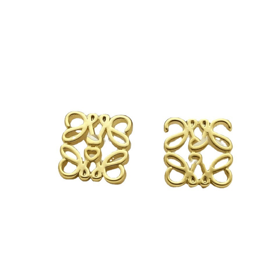 Luxury Stainless Steel 18k gold plated vintage geometric hollow flower earrings for women