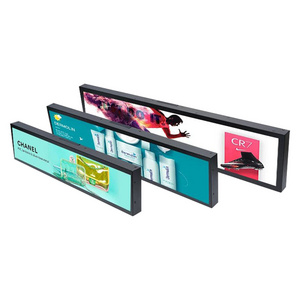 HUAYU Supermarket Shop Retail Store Shelf Smart Video Advertising Strip Size Panel Digital Lcd Monitor Stretched Bar Display