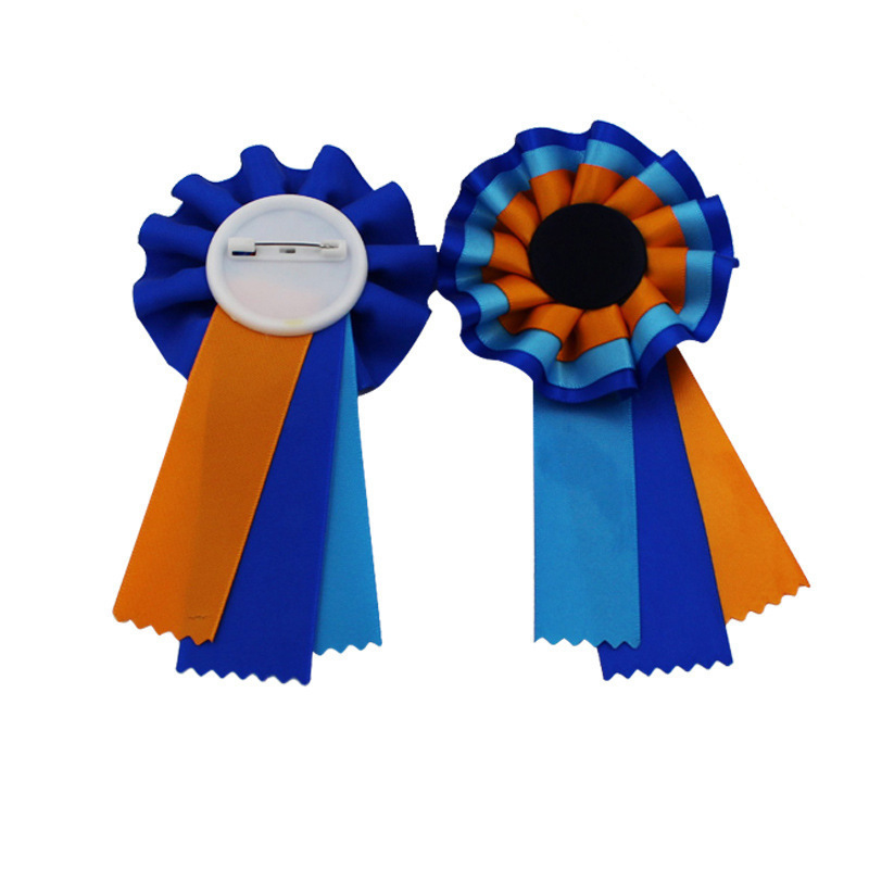 Manufacturer Custom Printed Meeting Round Blank Satin Ribbon Award Paper Rosette Badge