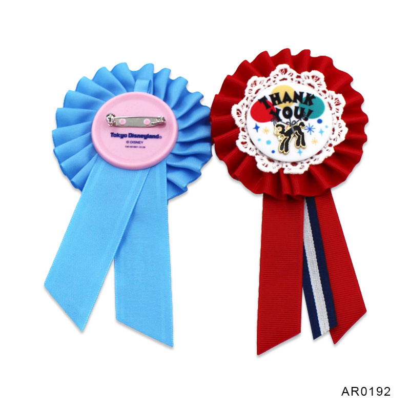 Premium award ribbon rosette button badge ribbon corsage