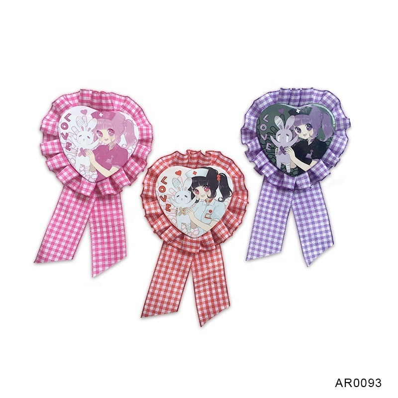 Professional custom cartoon anime award ribbon rosette button badge