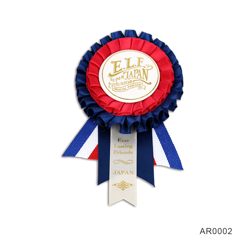 Premium award ribbon rosette button badge ribbon corsage