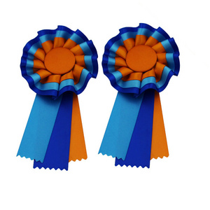 Manufacturer Custom Printed Meeting Round Blank Satin Ribbon Award Paper Rosette Badge