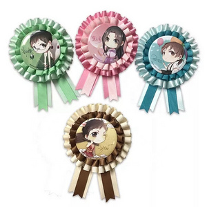 Professional custom cartoon anime award ribbon rosette button badge