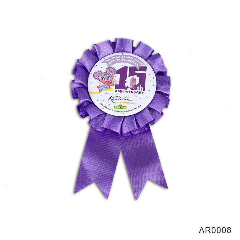 Premium award ribbon rosette button badge ribbon corsage