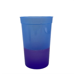 Amazon hot sales color changing fluted 12oz 16oz 20oz 22oz custom plastic Stadium Cups with lid