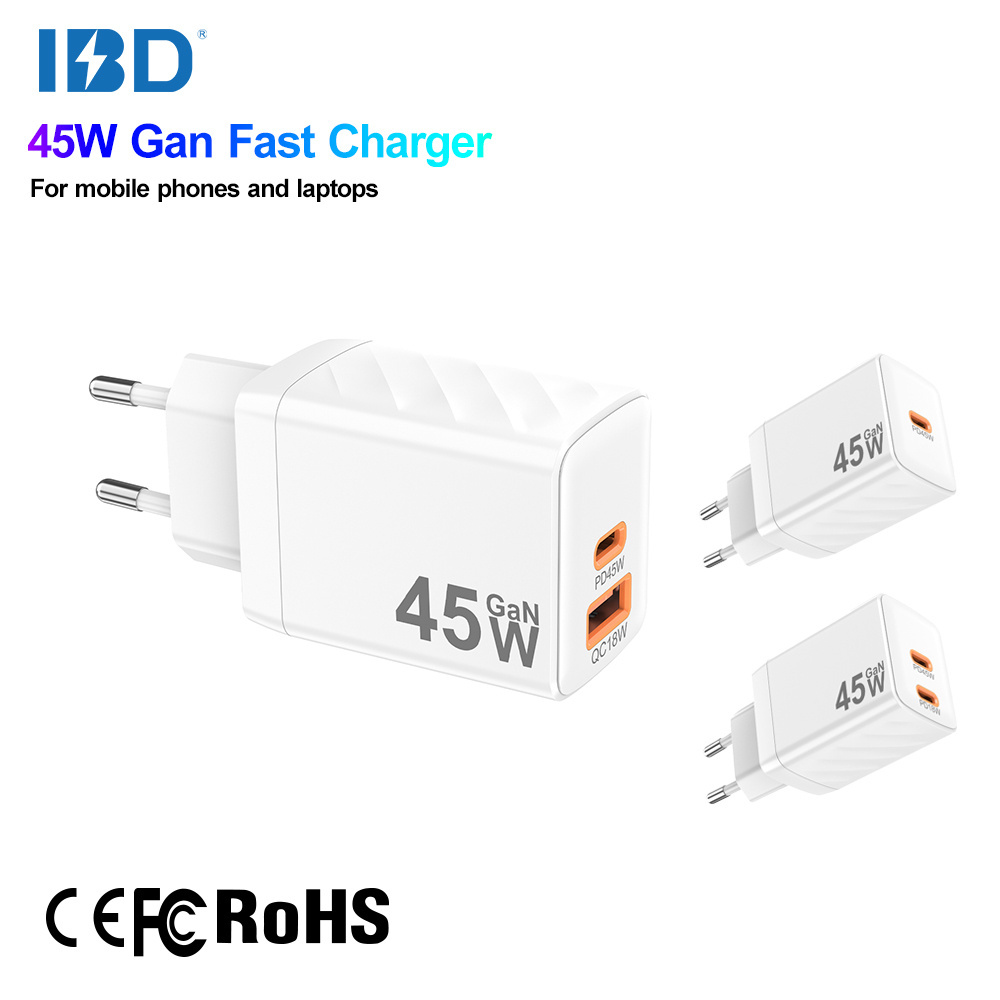 IBD Original Gan PD 45W Laptop Mobile Cell Phone Fast Charging Usb Type C Multifunction Charger And Adapter For iphone android