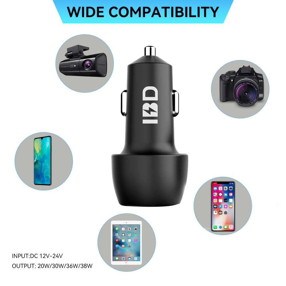 Wholesale Latest 5v4.8a qc 12v 24v Qc3.0 Dual Port 2 Usba 5v 2.4a 4.8 a Usb 15 Watt 25w Car Charger Fast Adapt 2 Usb 24W 12W DC