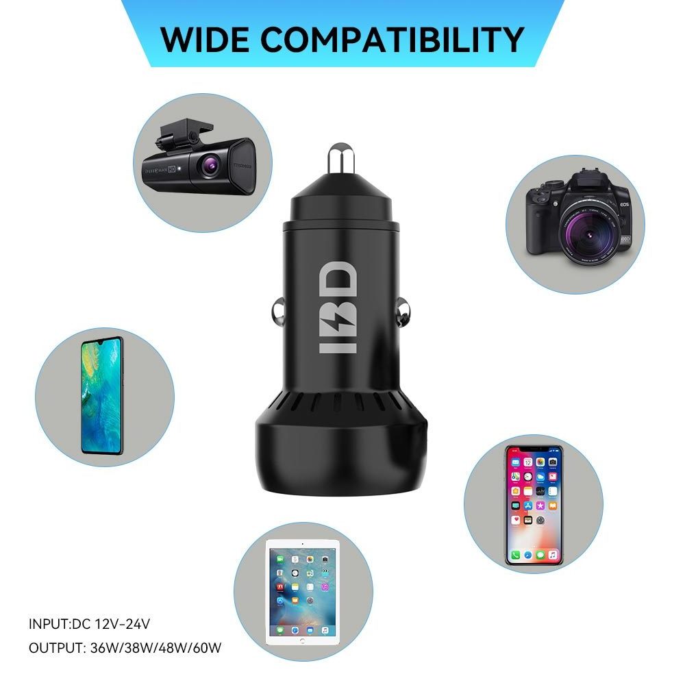 Phone Charging Fast Charge Dual 2 Port Usb Type C Pd Qc 3.0 Mini Quick Qc3.0 Led Type-c Adapter 20W 36W 48W 60W 130w Car Charger