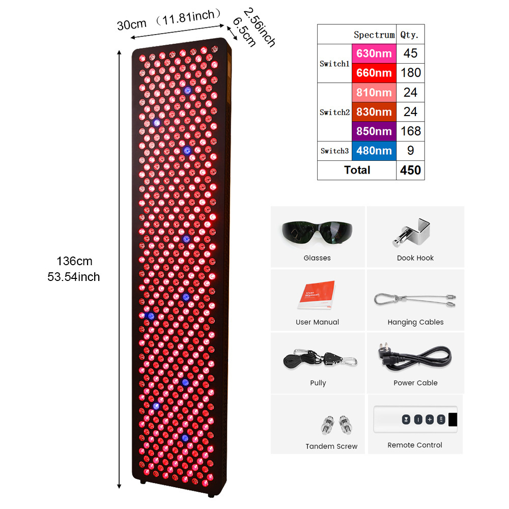 new arrival red light therapy panel RL450max led infrared light therapy pain relief touch screen infrared light therapy bed