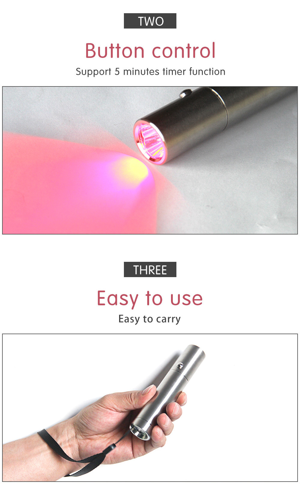 630nm 660nm 850nm wand red light therapy torch Near Infrared Red Light Therapy Flashlight Home Light Therapy for Pain Relief