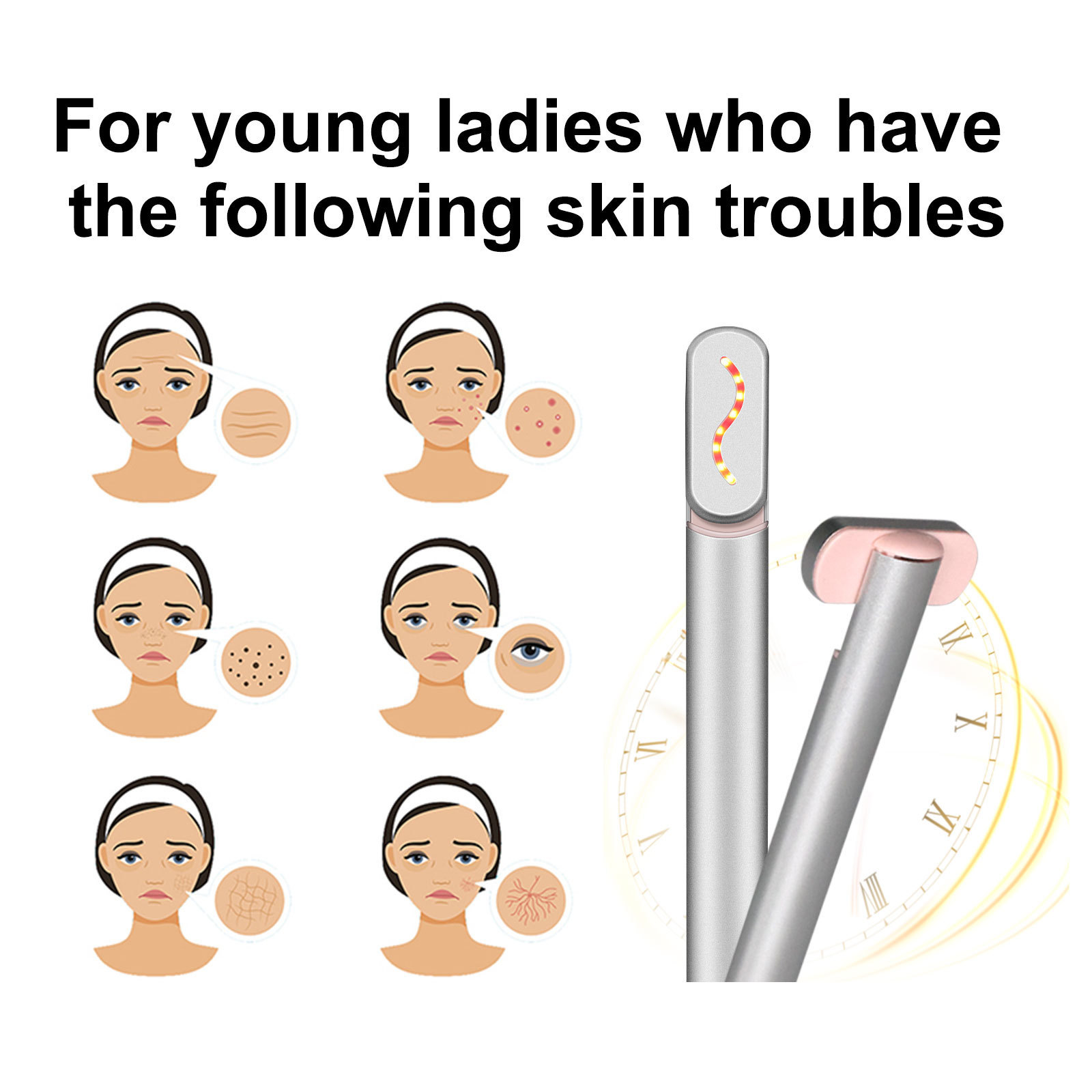 IDEATHERAPY 4-in-1 Facial Wand Sgrow Beauty Product Facial Eye Massage Red And Bule Light Red Light Therapy Face Pen Product