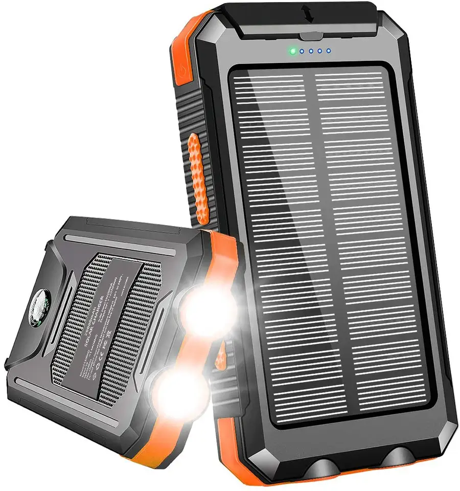 Newest CE Outdoor Solar Power Banks 20000mah Power Bank Mobile Fast Charger Power Bank With Led Display Flashlight