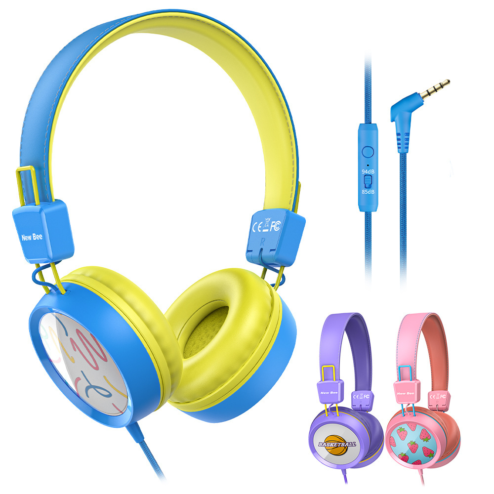 KH20 Kids Over-Head Study Online Headphone With Microphone For Kids  Music Stereo Earphone With Wire