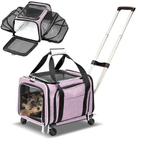 Wholesale 4 Wheels Luxury Folding Reinforced Universal Wheel Pet Trolley Pet Stroller Detachable Travel Dog Show Trolley