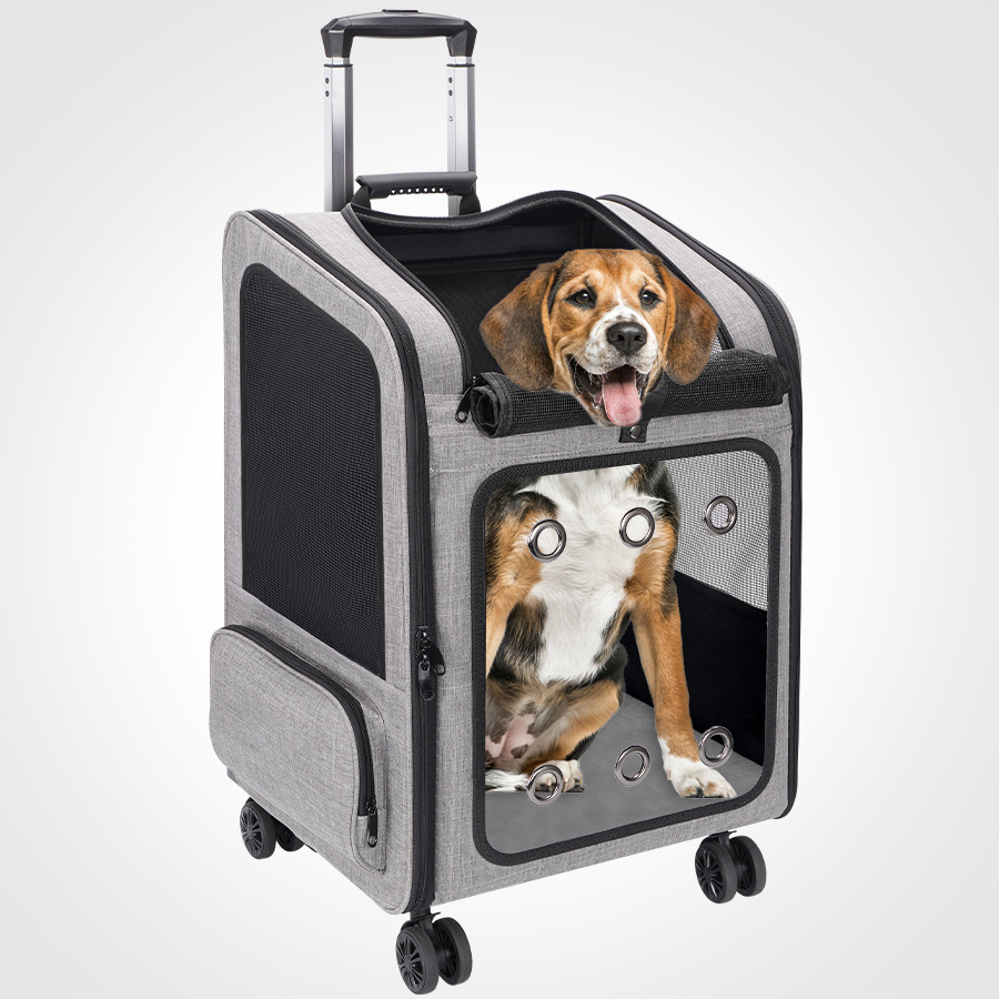 Expandable Wheeled Pet Trolley Case Carrier Backpack For Small Dogs Medium Cats Dog Puppy Backpack Carrier