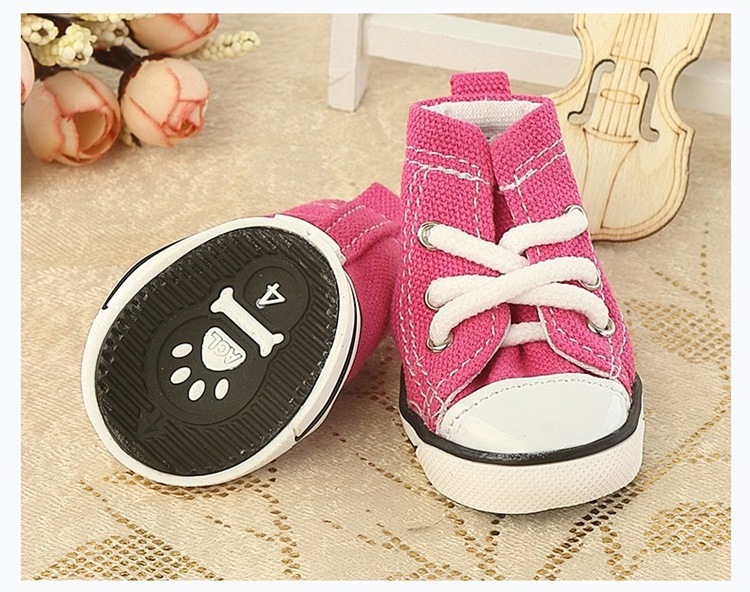 4pcs/set Pet Dog Denim Canvas Shoes Sneaker Boots Sports Leisure Waterproof Non-slip Outdoor Causal Pet Dog Canvas Shoes