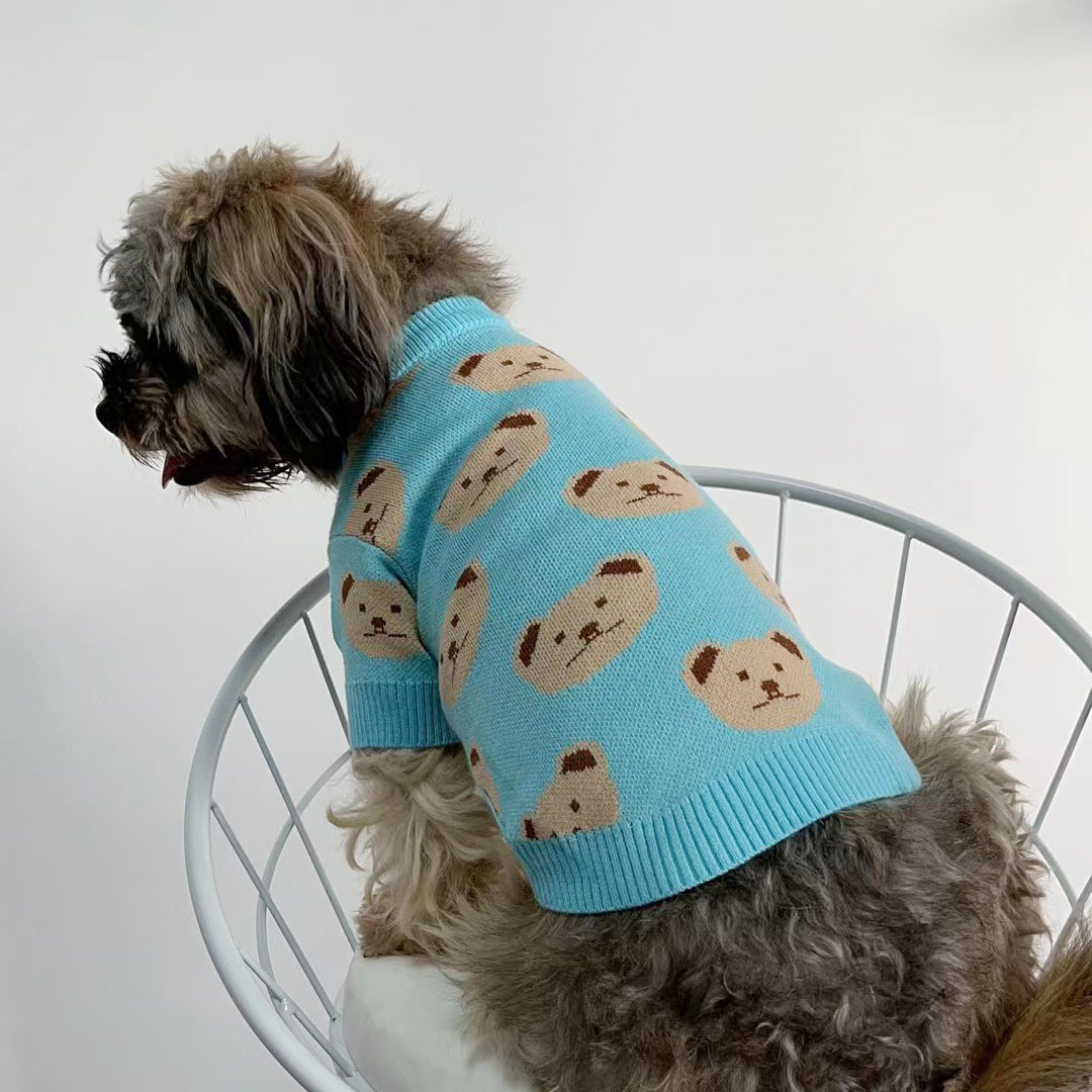 Luxury Solid Color Knitted Dog Jumper Sweater Winter Warm Soft Designer Pet Clothes Knit Sweaters For Dogs