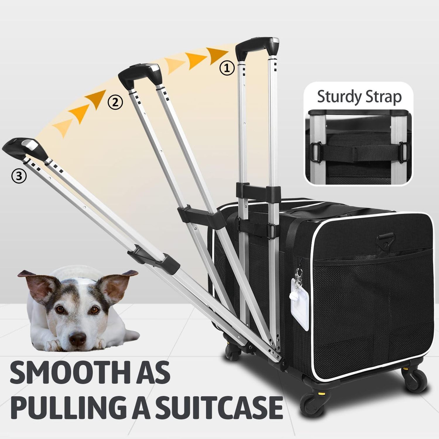 Soft Sided Pet Trolley Carrier Bag Dog Crate With Wheels Cats Backpack Airline Approved Animals Travel Cage For Transportation