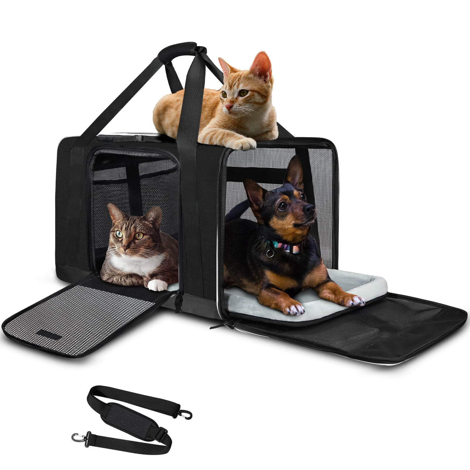 Soft Sided Pet Trolley Carrier Bag Dog Crate With Wheels Cats Backpack Airline Approved Animals Travel Cage For Transportation