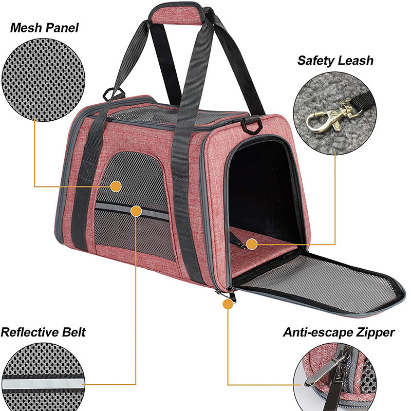 Soft Lined Carrier Airline Approved Premium Pet Carrier Two Sided Carrier For Dog Dog Travel Cats Bags