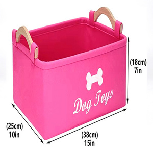 Pet Toys Storage Box Fabric Storage Bins Organizer With Cotton Rope Handle Collapsible Cube Basket Container Toy Box For Dog