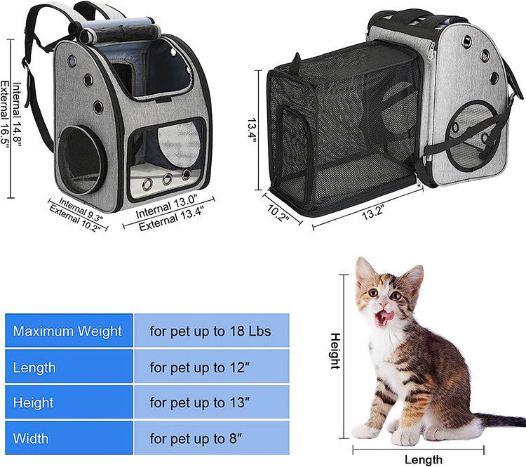 Oem Odm Factory Cat Dog Backpack Portable And Breathable Pet Backpack Large Capacity Foldable Pet Travelling Sling Bag Suitcase