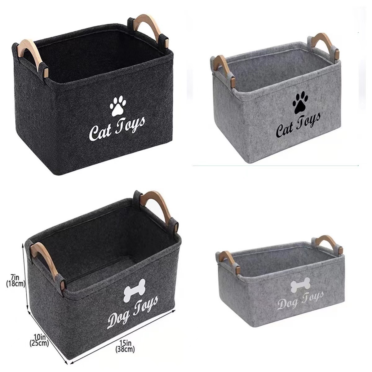 Pet Toys Storage Box Fabric Storage Bins Organizer With Cotton Rope Handle Collapsible Cube Basket Container Toy Box For Dog