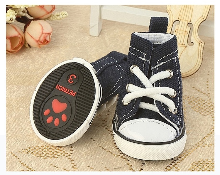 4pcs/set Pet Dog Denim Canvas Shoes Sneaker Boots Sports Leisure Waterproof Non-slip Outdoor Causal Pet Dog Canvas Shoes