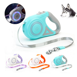 Retractable Dog Leash With Led Flashlight 5m Pet Nylon Leash Leads Puppy Patrol Rope For Small Medium Traction Dog Supplies