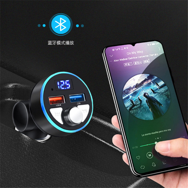 Wireless Fm Transmitter V5 Car Kit Radio Receiver Usb Car Charging Usb Dual 4.8 Fast Charge