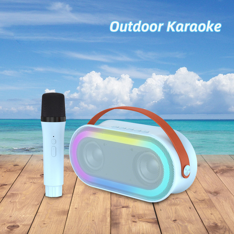 Home KTV outdoor music player bluetooth wireless speaker with dual wireless microphone speaker