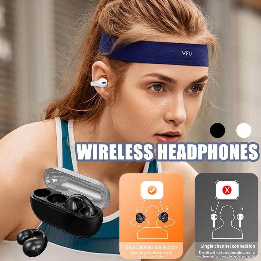 Original Bluetooth Clip On Ear Wireless Headphone Bone Conduction Earphone LED Battery Display Gaming Earbuds Headset