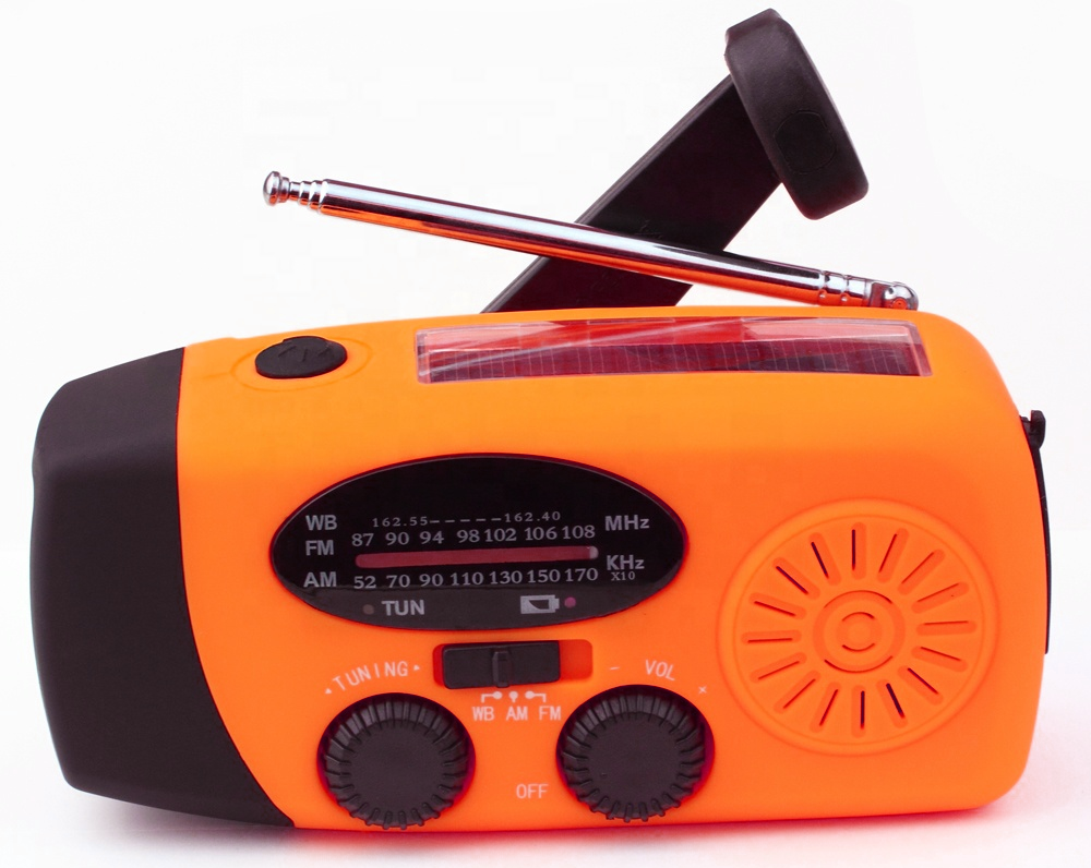 OEM Portable Rechargeable Emergency Solar Hand Crank 2000mah WB NOAA Radio with Phone Charger and LED Torch FM Radio