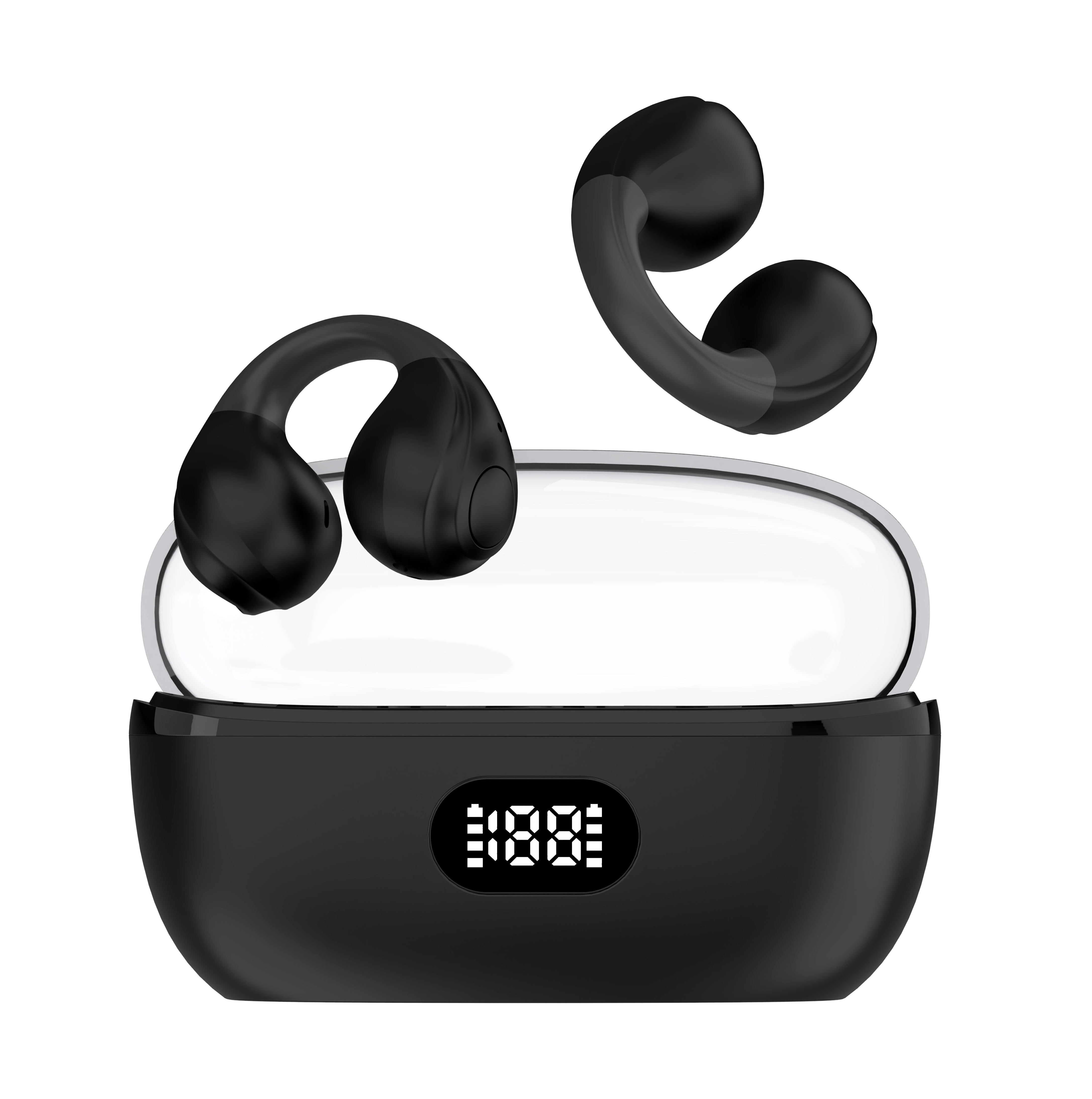 Original Bluetooth Clip On Ear Wireless Headphone Bone Conduction Earphone LED Battery Display Gaming Earbuds Headset