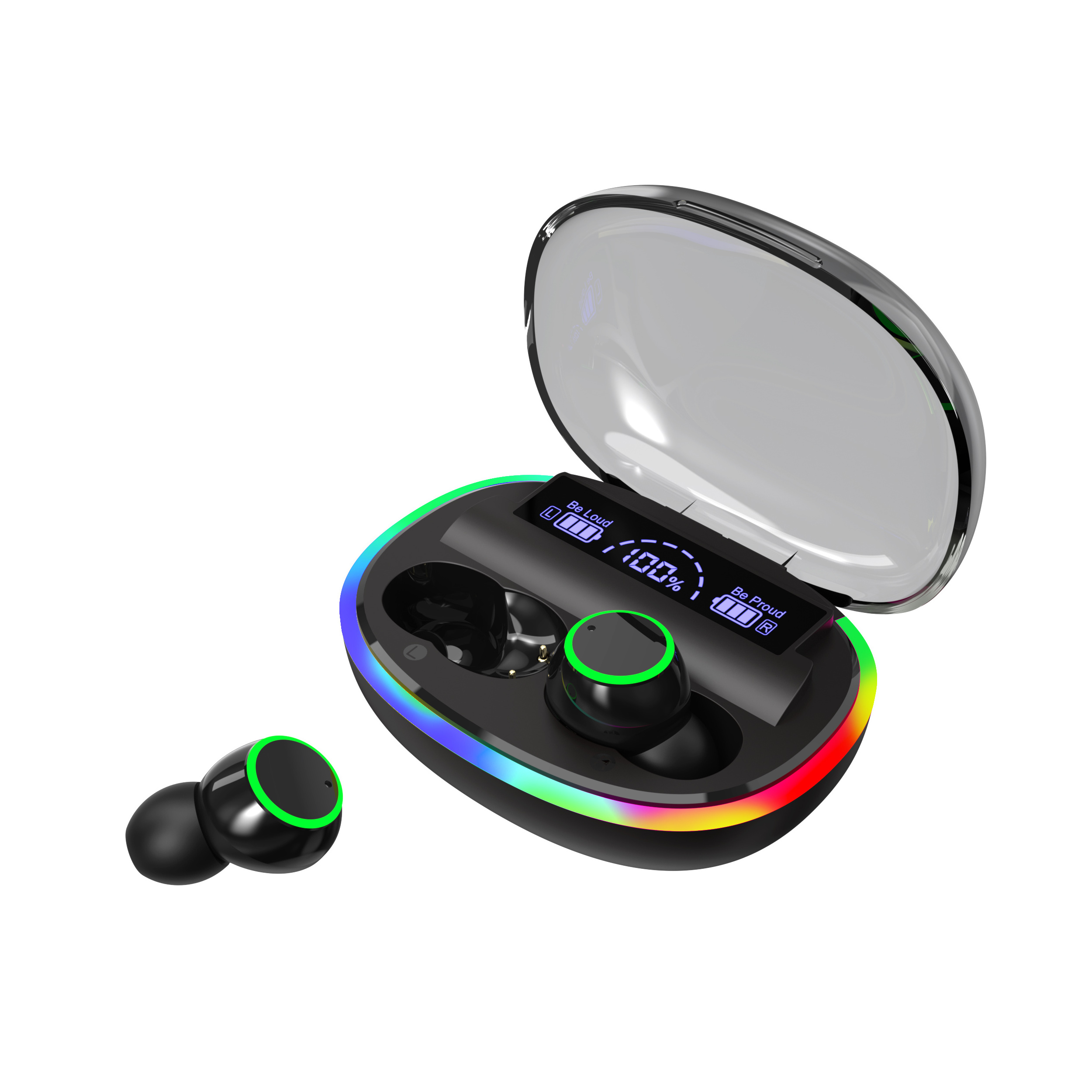 In-Ear Headphones  RGB LED display Powerbank stereo Earphone Microphone Flashlight TWS earbuds Wireless