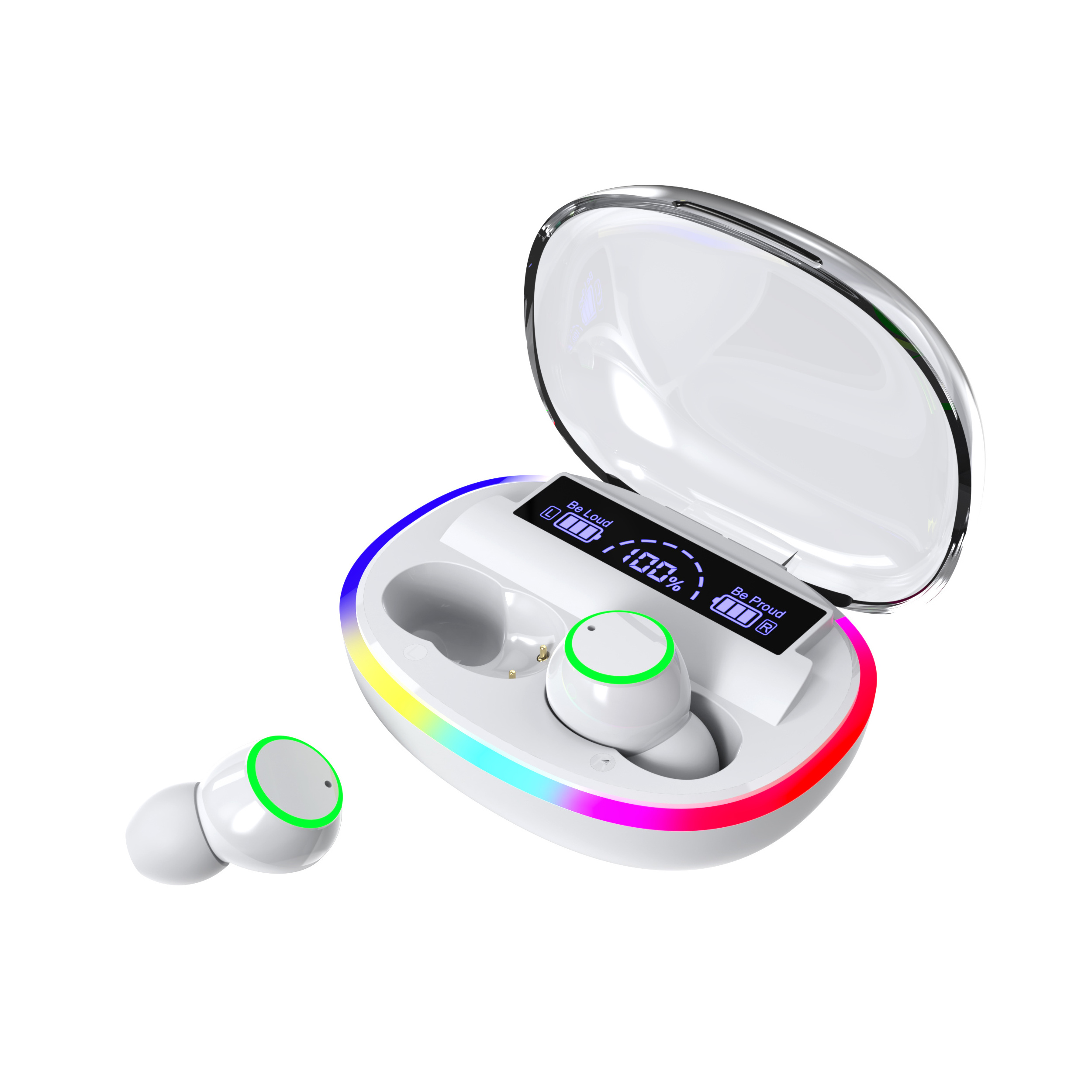 In-Ear Headphones  RGB LED display Powerbank stereo Earphone Microphone Flashlight TWS earbuds Wireless