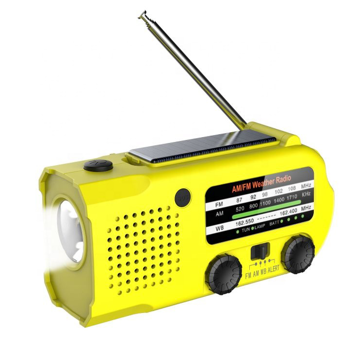 SOS am fm noaa emergency dynamo radio hand crank solar radio with reading lamp earphone jack